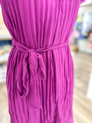 Magenta Purple Flounce Pleated Dress - Everyday EDEN Boutique & Gifts