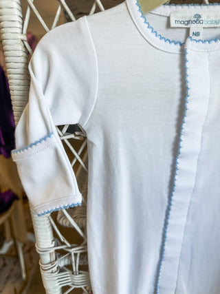 Magnolia Baby Precious Ducklings Blue Embroidered Footie - Everyday EDEN Boutique & Gifts