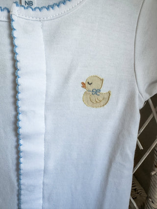 Magnolia Baby Precious Ducklings Blue Embroidered Footie - Everyday EDEN Boutique & Gifts