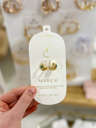 March Aqua Birthstone Hoop Earrings - Everyday EDEN Boutique & Gifts