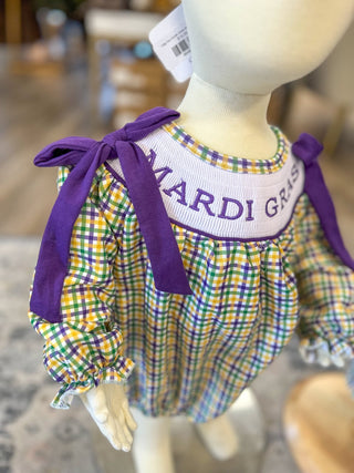 Mardi Gras Plaid Bow Detail Bubble - OMG Custom - Everyday EDEN Boutique & Gifts