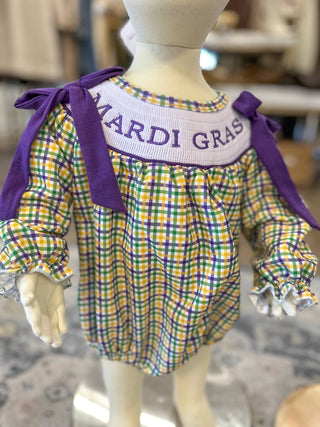 Mardi Gras Plaid Bow Detail Bubble - OMG Custom - Everyday EDEN Boutique & Gifts