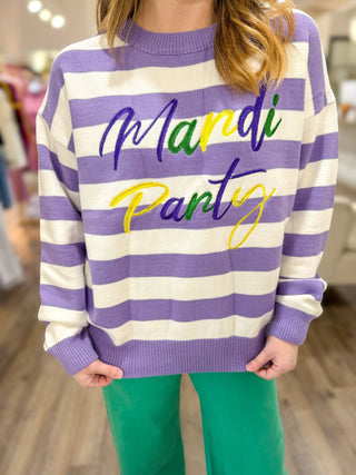 Mardi Party Festive Knit Long Sleeve Sweater - Everyday EDEN Boutique & Gifts