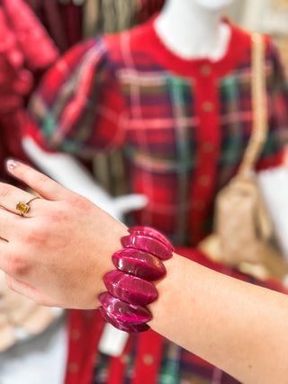Maroon Acrylic 1.25" Stretch Bracelet - Everyday EDEN Boutique & Gifts