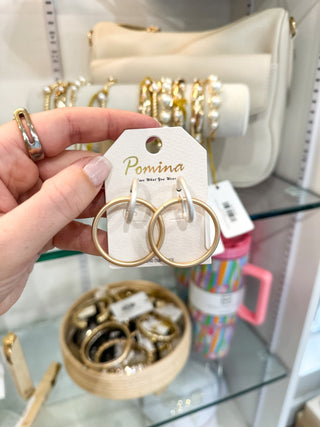 Matte Gold & Silver Open Hoop Dangle 1.5" Earring - Everyday EDEN Boutique & Gifts