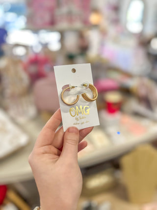 Matte Gold Stone Outlined 1.25" Hoop Earrings - Everyday EDEN Boutique & Gifts