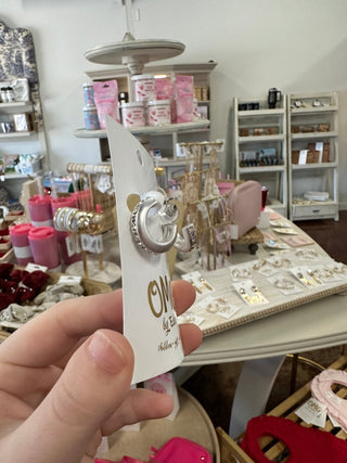 Matte Silver W/ Rhinestone Accent .75" Earrings - Everyday EDEN Boutique & Gifts