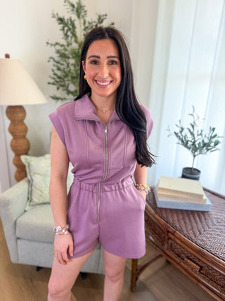 Mauve Out & About Half Zip Romper - Everyday EDEN Boutique & Gifts