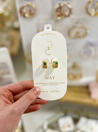 May Green Agate Birthstone Hoop Earrings - Everyday EDEN Boutique & Gifts