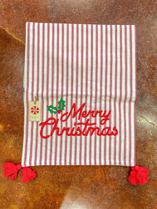 Merry Christmas Ticking Table Runner - Everyday EDEN Boutique & Gifts