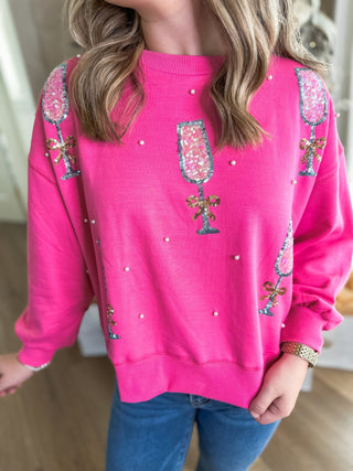 Millie Champagne Cheers Sweatshirt - Everyday EDEN Boutique & Gifts