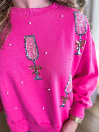 Millie Champagne Cheers Sweatshirt - Everyday EDEN Boutique & Gifts