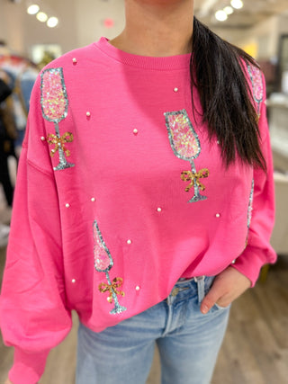 Millie Champagne Cheers Sweatshirt - Everyday EDEN Boutique & Gifts