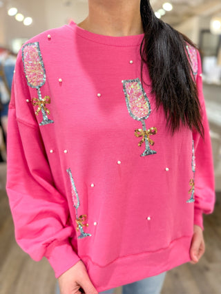Millie Champagne Cheers Sweatshirt - Everyday EDEN Boutique & Gifts