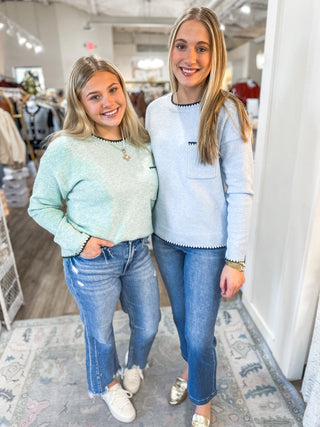Mint Coastline Charm Sweater - Everyday EDEN Boutique & Gifts