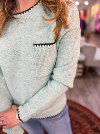 Mint Coastline Charm Sweater - Everyday EDEN Boutique & Gifts