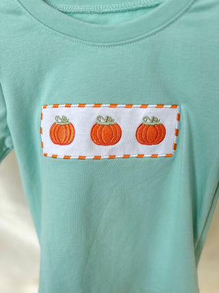 Mint Green Pumpkin Power Embroidered Shirt - Everyday EDEN Boutique & Gifts