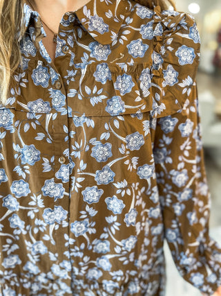 Mocha Blossom Mini Dress - Everyday EDEN Boutique & Gifts