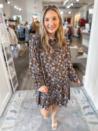 Mocha Blossom Mini Dress - Everyday EDEN Boutique & Gifts