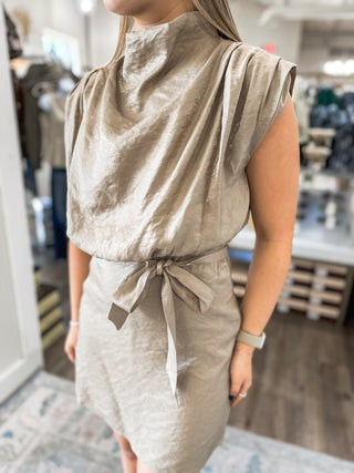 Mocha Find Her Dancing Mock Neck Mini Dress - Everyday EDEN Boutique & Gifts