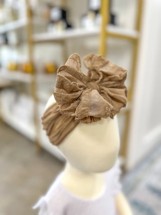 Mocha Frilly Frou Ruffle Headband Bow - Everyday EDEN Boutique & Gifts