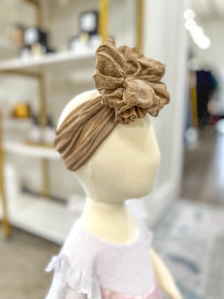 Mocha Frilly Frou Ruffle Headband Bow - Everyday EDEN Boutique & Gifts