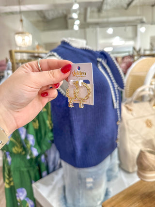 Monroe 18K Gold Plated Chain Hoop With Clear Crystal Charms Earrings - Everyday EDEN Boutique & Gifts