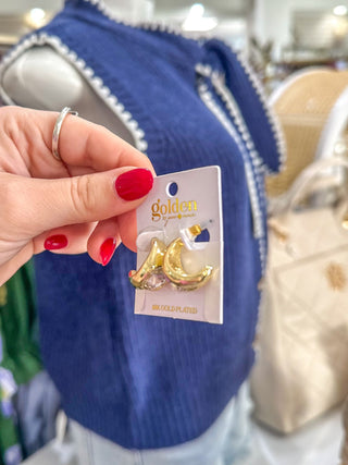 Morgan 18K Gold Plated Hoop With Clear Large Crystal Earrings - Everyday EDEN Boutique & Gifts