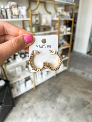 Multi Glass Crystal .75" Oval Hoop Earrings - Everyday EDEN Boutique & Gifts