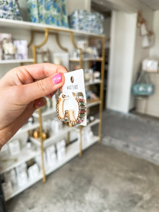 Multi Glass Crystal .75" Oval Hoop Earrings - Everyday EDEN Boutique & Gifts