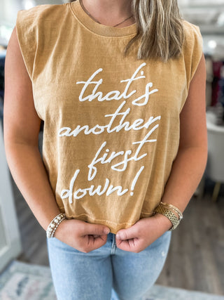 Mustard That's Another First Down Puff Tank - Everyday EDEN Boutique & Gifts