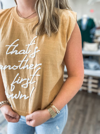 Mustard That's Another First Down Puff Tank - Everyday EDEN Boutique & Gifts