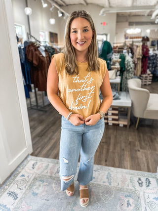 Mustard That's Another First Down Puff Tank - Everyday EDEN Boutique & Gifts