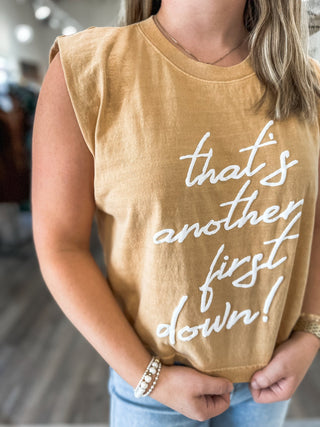 Mustard That's Another First Down Puff Tank - Everyday EDEN Boutique & Gifts
