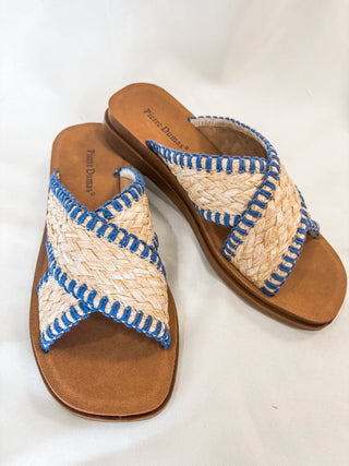 Navy Caliso Criss Cross Raffia Sandal - Pierre Dumas - Everyday EDEN Boutique & Gifts
