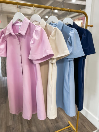 Navy Charm Button Down Collared Mini Dress - Everyday EDEN Boutique & Gifts