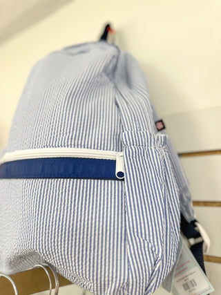 Navy Seersucker Medium Backpack - Everyday EDEN Boutique & Gifts