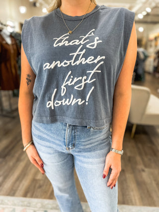 Navy That's Another First Down Puff Tank - Everyday EDEN Boutique & Gifts