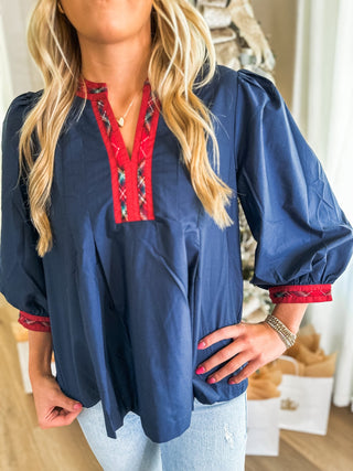 Navy Winterberry Plaid Top - Everyday EDEN Boutique & Gifts