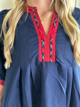 Navy Winterberry Plaid Top - Everyday EDEN Boutique & Gifts