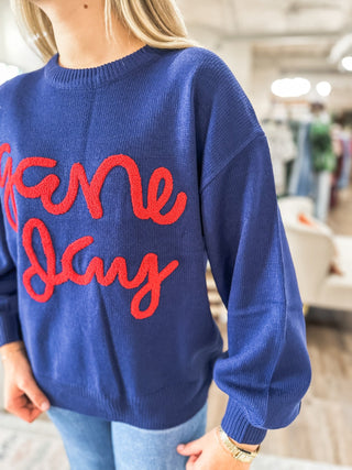 Navy/Red Gameday Light Weight Football Sweater - Everyday EDEN Boutique & Gifts