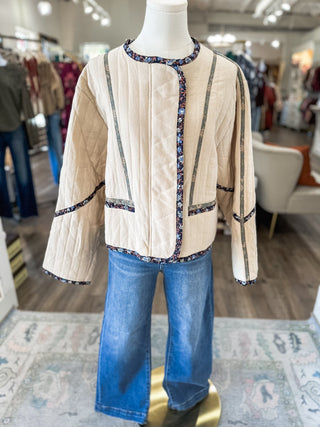 Neutral Blooms Quilted Jacket - Everyday EDEN Boutique & Gifts