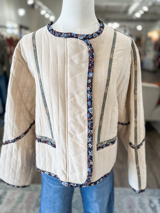 Neutral Blooms Quilted Jacket - Everyday EDEN Boutique & Gifts