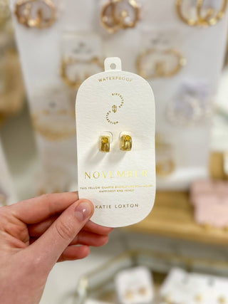 November Yellow Quartz Birthstone Hoop Earrings - Everyday EDEN Boutique & Gifts