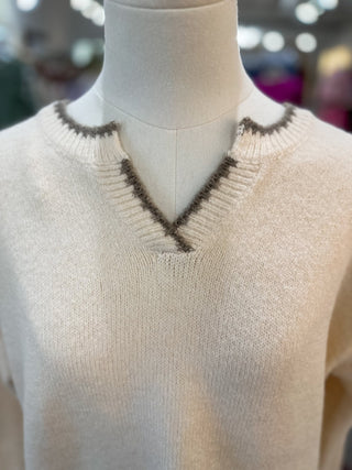 Oatmeal Frosted Edge Sweater - Everyday EDEN Boutique & Gifts