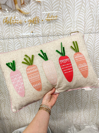 Oat/Pink/Green Carrot Throw Pillow - Everyday EDEN Boutique & Gifts