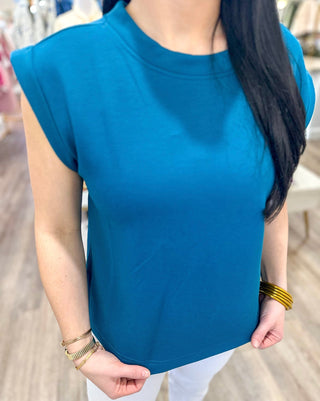 Ocean Teal Scuba Sleeveless Top - Everyday EDEN Boutique & Gifts