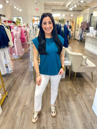 Ocean Teal Scuba Sleeveless Top - Everyday EDEN Boutique & Gifts