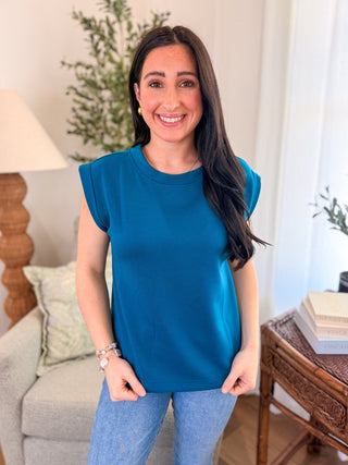 Ocean Teal Scuba Sleeveless Top - Everyday EDEN Boutique & Gifts