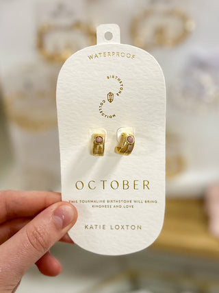 October Tourmaline Birthstone Hoop Earrings - Everyday EDEN Boutique & Gifts